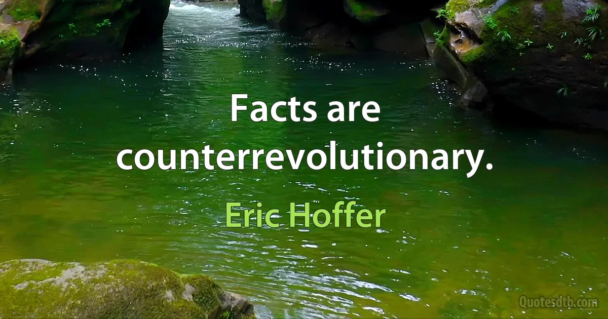 Facts are counterrevolutionary. (Eric Hoffer)