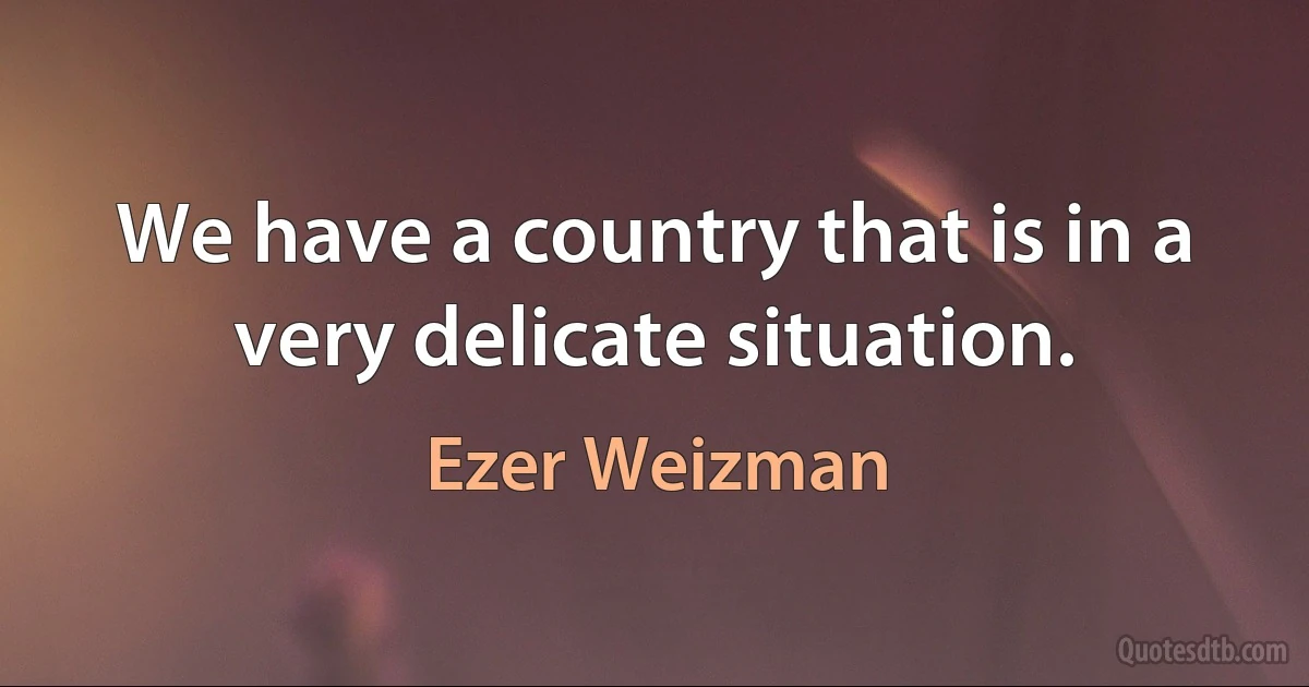 We have a country that is in a very delicate situation. (Ezer Weizman)