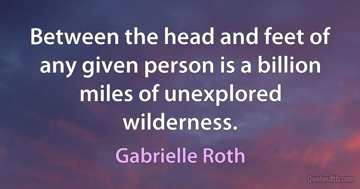 Between the head and feet of any given person is a billion miles of unexplored wilderness. (Gabrielle Roth)