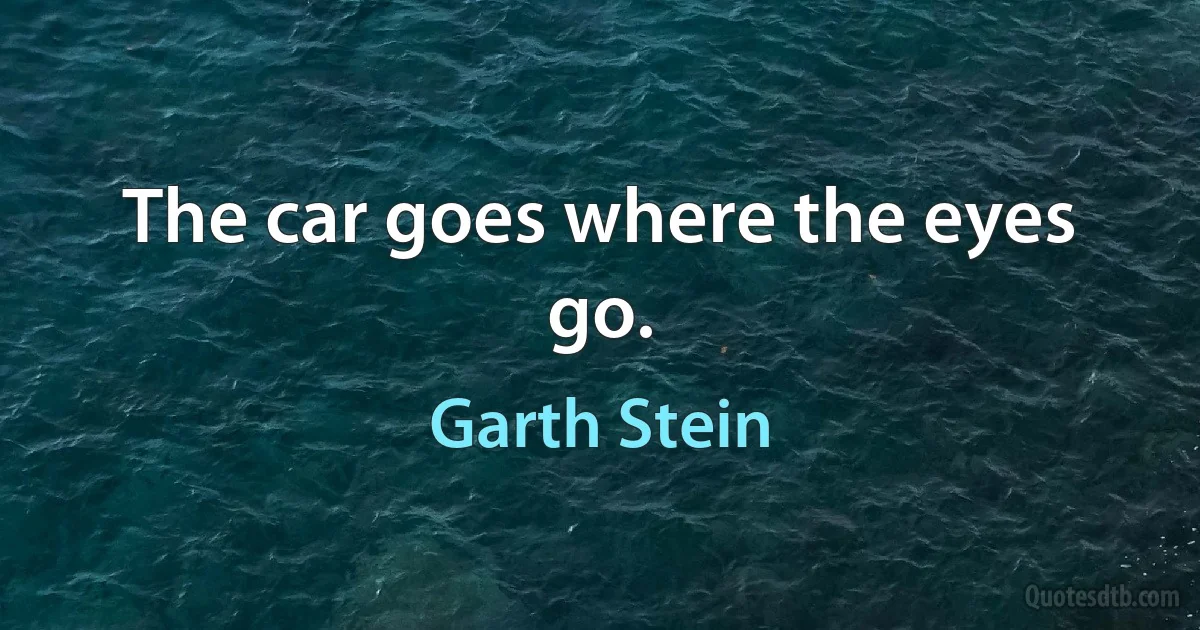 The car goes where the eyes go. (Garth Stein)