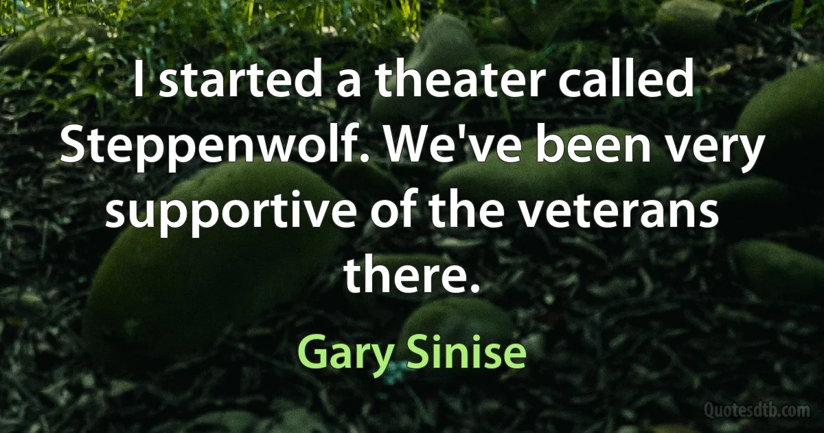 I started a theater called Steppenwolf. We've been very supportive of the veterans there. (Gary Sinise)