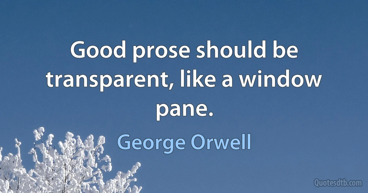 Good prose should be transparent, like a window pane. (George Orwell)