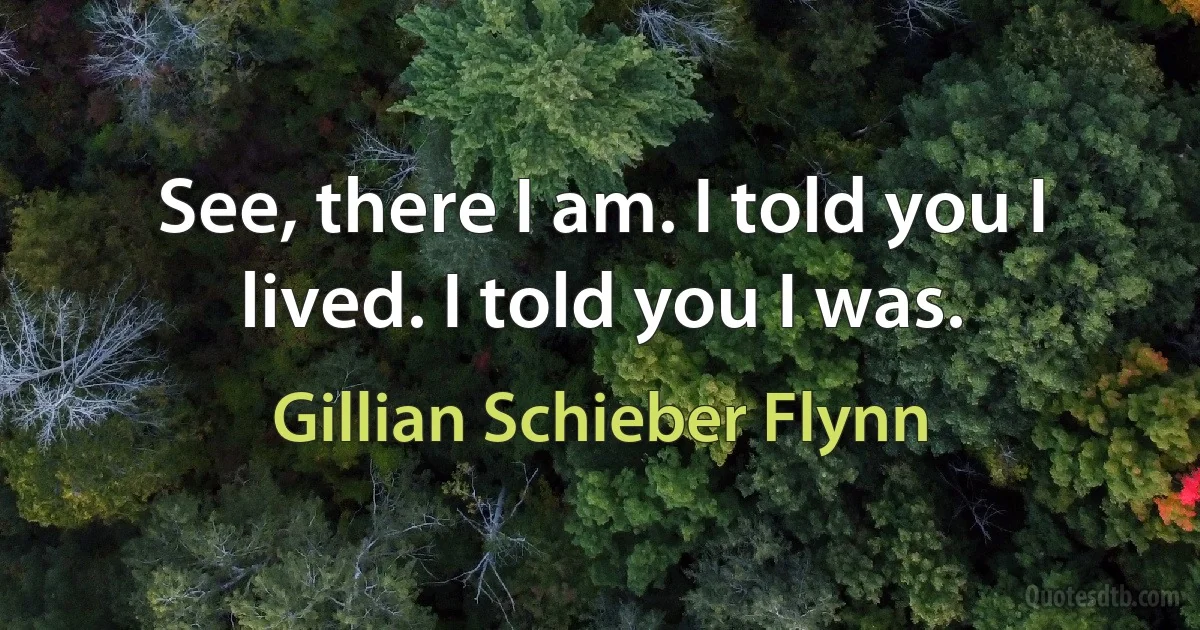 See, there I am. I told you I lived. I told you I was. (Gillian Schieber Flynn)