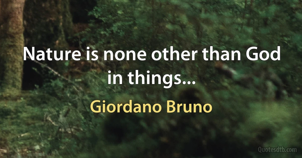 Nature is none other than God in things... (Giordano Bruno)