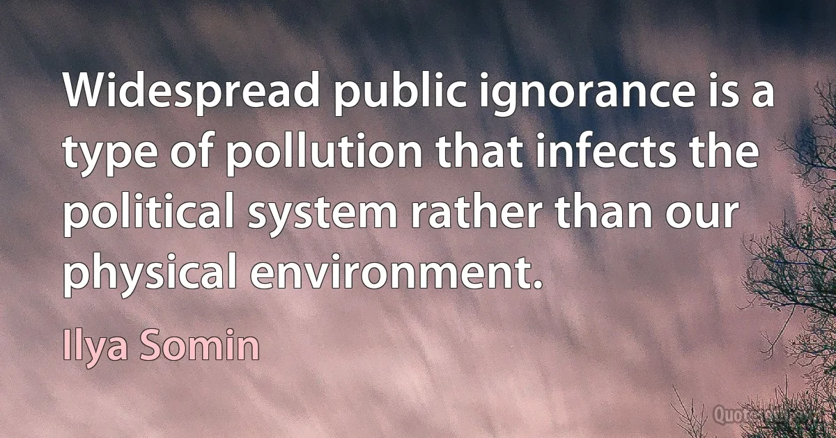 Widespread public ignorance is a type of pollution that infects the political system rather than our physical environment. (Ilya Somin)