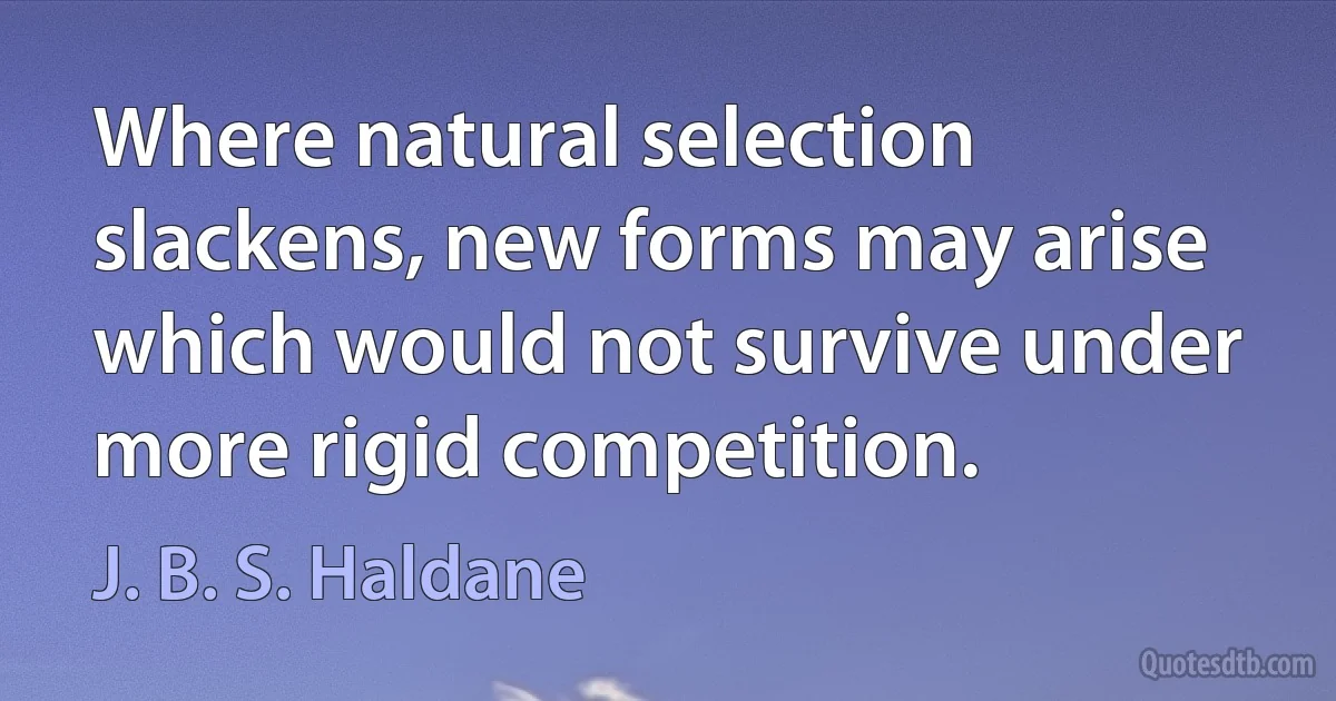 Where natural selection slackens, new forms may arise which would not survive under more rigid competition. (J. B. S. Haldane)