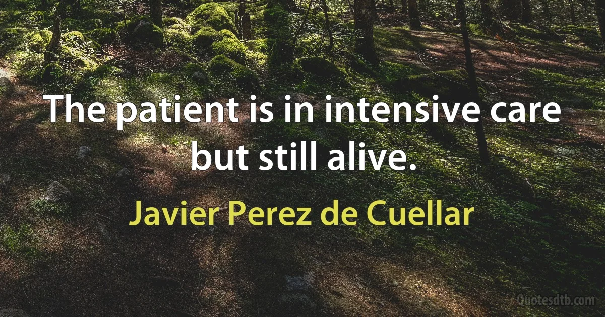 The patient is in intensive care but still alive. (Javier Perez de Cuellar)