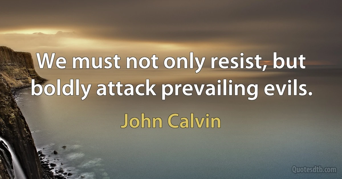 We must not only resist, but boldly attack prevailing evils. (John Calvin)