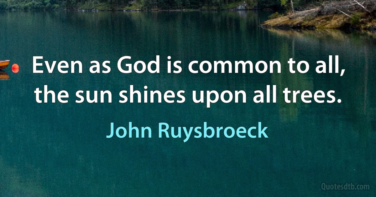 Even as God is common to all, the sun shines upon all trees. (John Ruysbroeck)