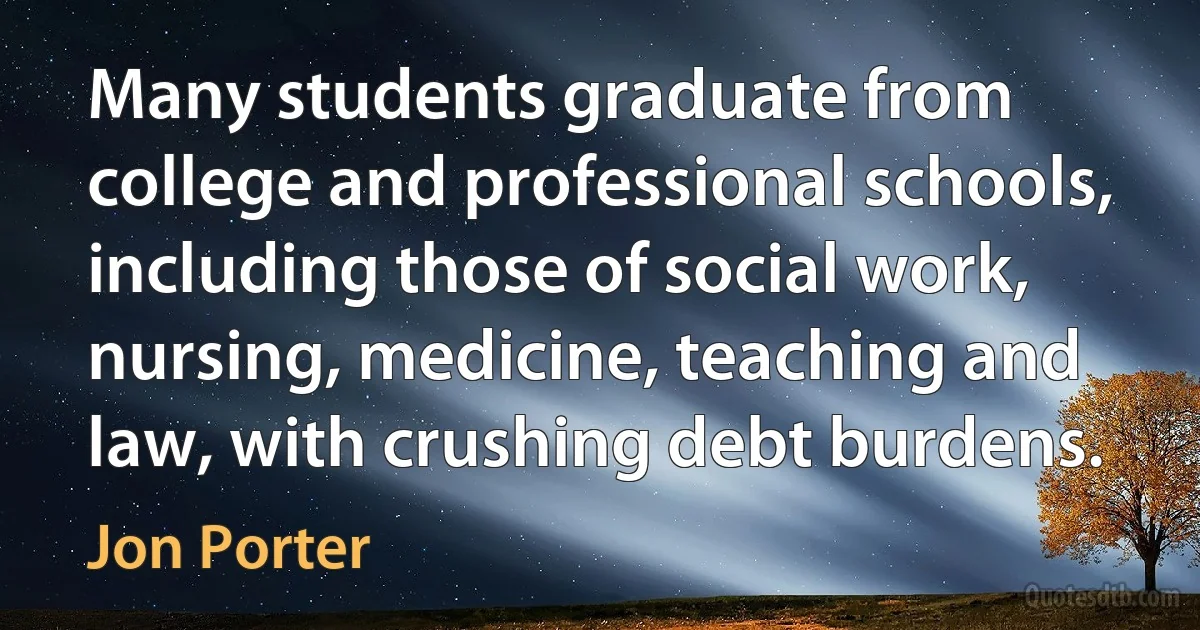 Many students graduate from college and professional schools, including those of social work, nursing, medicine, teaching and law, with crushing debt burdens. (Jon Porter)