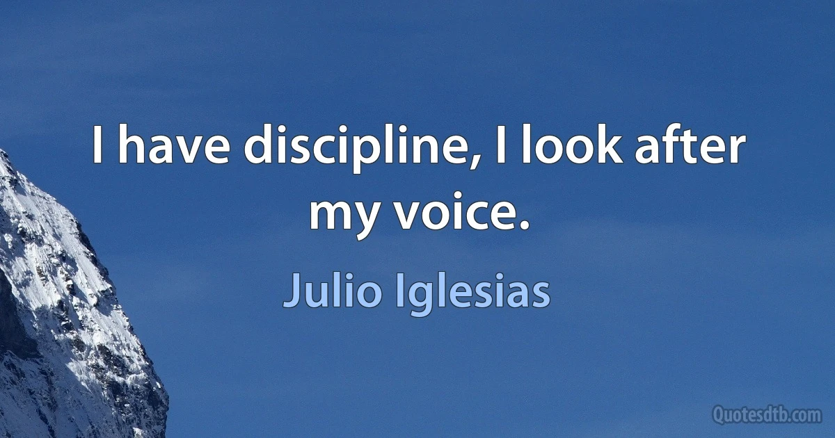 I have discipline, I look after my voice. (Julio Iglesias)