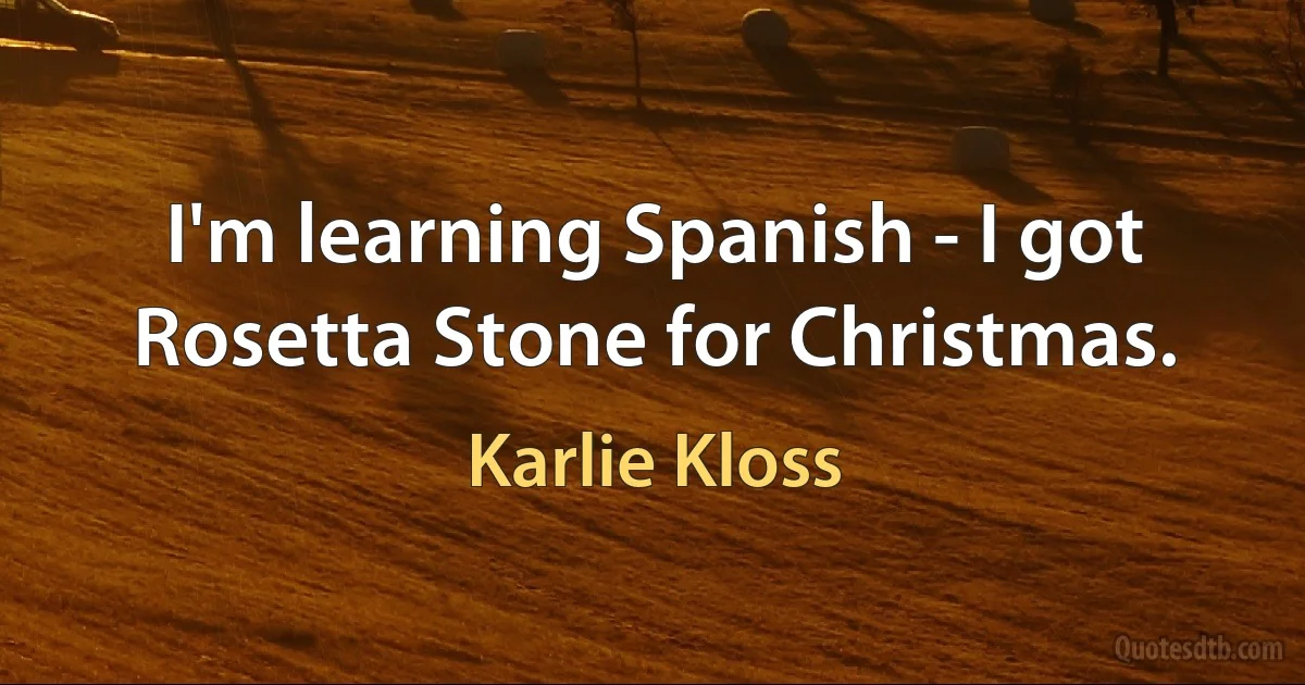 I'm learning Spanish - I got Rosetta Stone for Christmas. (Karlie Kloss)