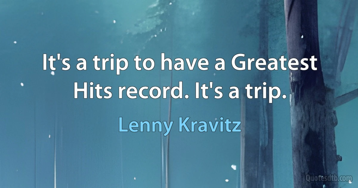 It's a trip to have a Greatest Hits record. It's a trip. (Lenny Kravitz)