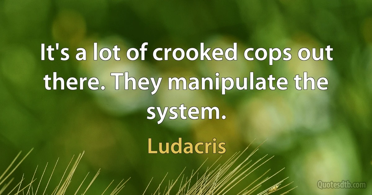 It's a lot of crooked cops out there. They manipulate the system. (Ludacris)