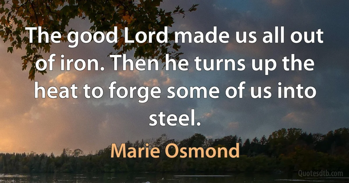 The good Lord made us all out of iron. Then he turns up the heat to forge some of us into steel. (Marie Osmond)