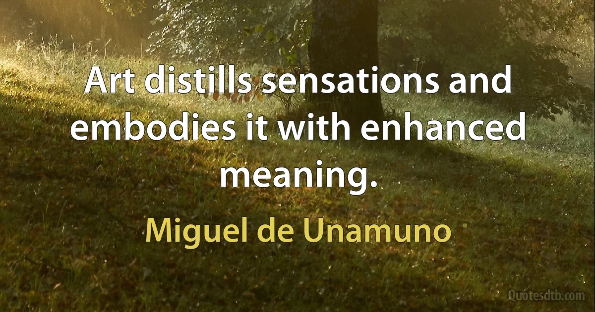 Art distills sensations and embodies it with enhanced meaning. (Miguel de Unamuno)