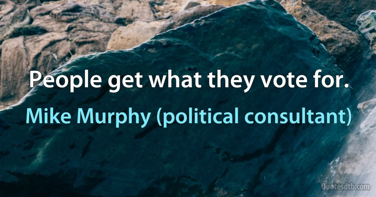 People get what they vote for. (Mike Murphy (political consultant))