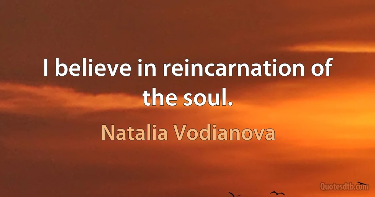 I believe in reincarnation of the soul. (Natalia Vodianova)