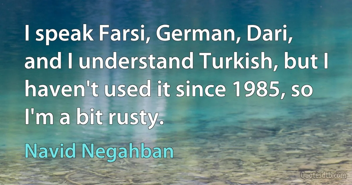 I speak Farsi, German, Dari, and I understand Turkish, but I haven't used it since 1985, so I'm a bit rusty. (Navid Negahban)