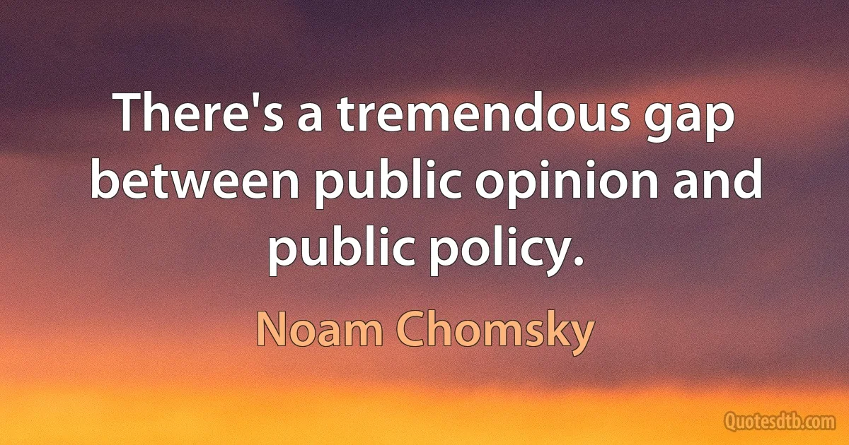 There's a tremendous gap between public opinion and public policy. (Noam Chomsky)