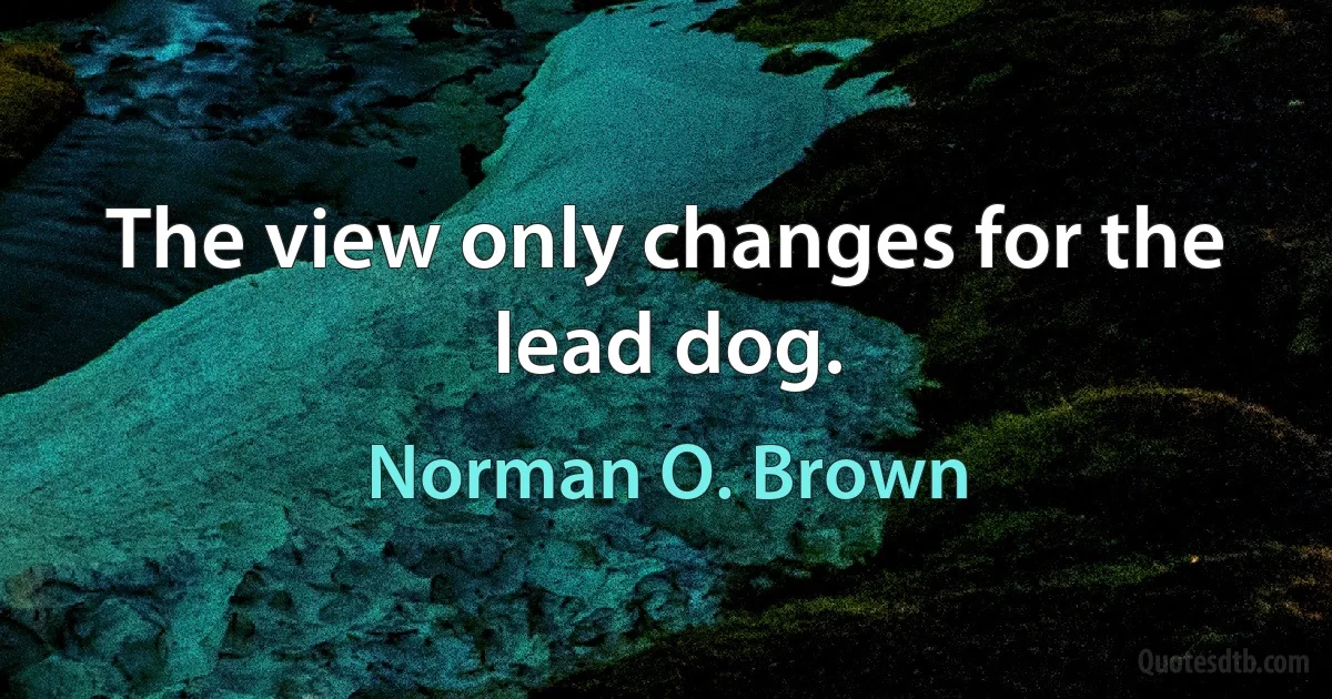 The view only changes for the lead dog. (Norman O. Brown)