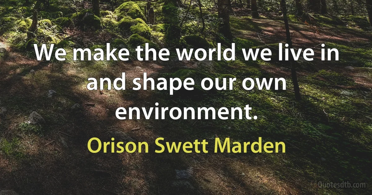 We make the world we live in and shape our own environment. (Orison Swett Marden)