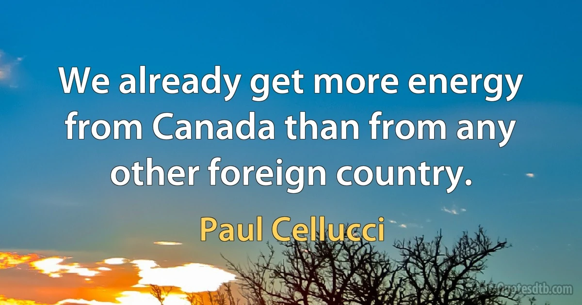 We already get more energy from Canada than from any other foreign country. (Paul Cellucci)