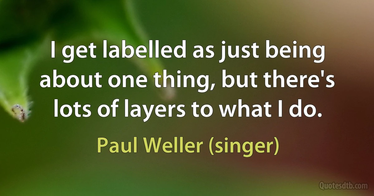 I get labelled as just being about one thing, but there's lots of layers to what I do. (Paul Weller (singer))