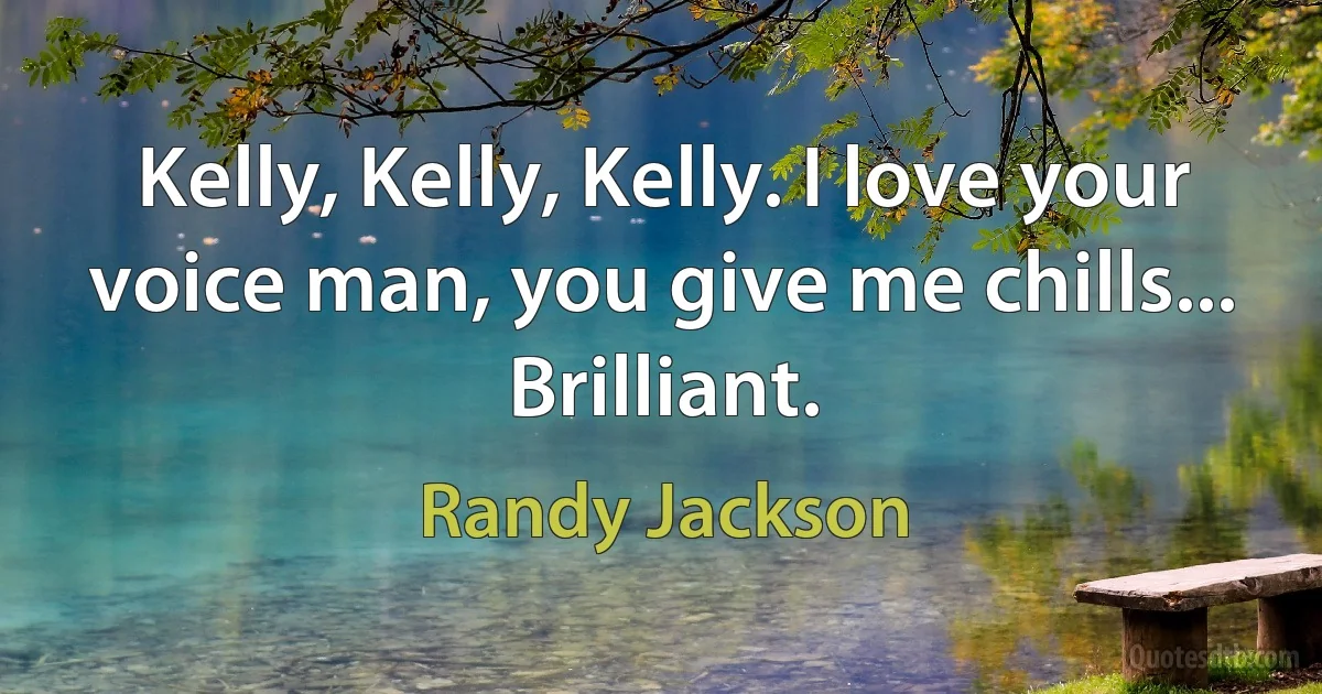 Kelly, Kelly, Kelly. I love your voice man, you give me chills... Brilliant. (Randy Jackson)