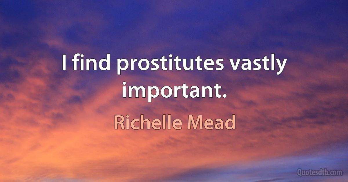 I find prostitutes vastly important. (Richelle Mead)