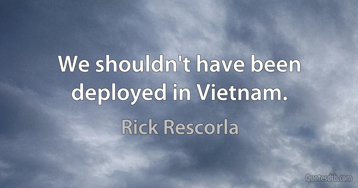 We shouldn't have been deployed in Vietnam. (Rick Rescorla)