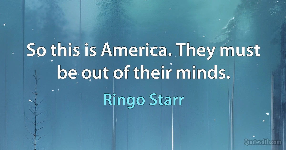 So this is America. They must be out of their minds. (Ringo Starr)