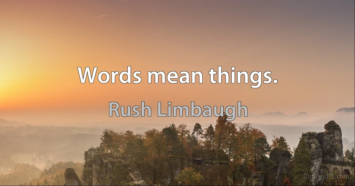 Words mean things. (Rush Limbaugh)