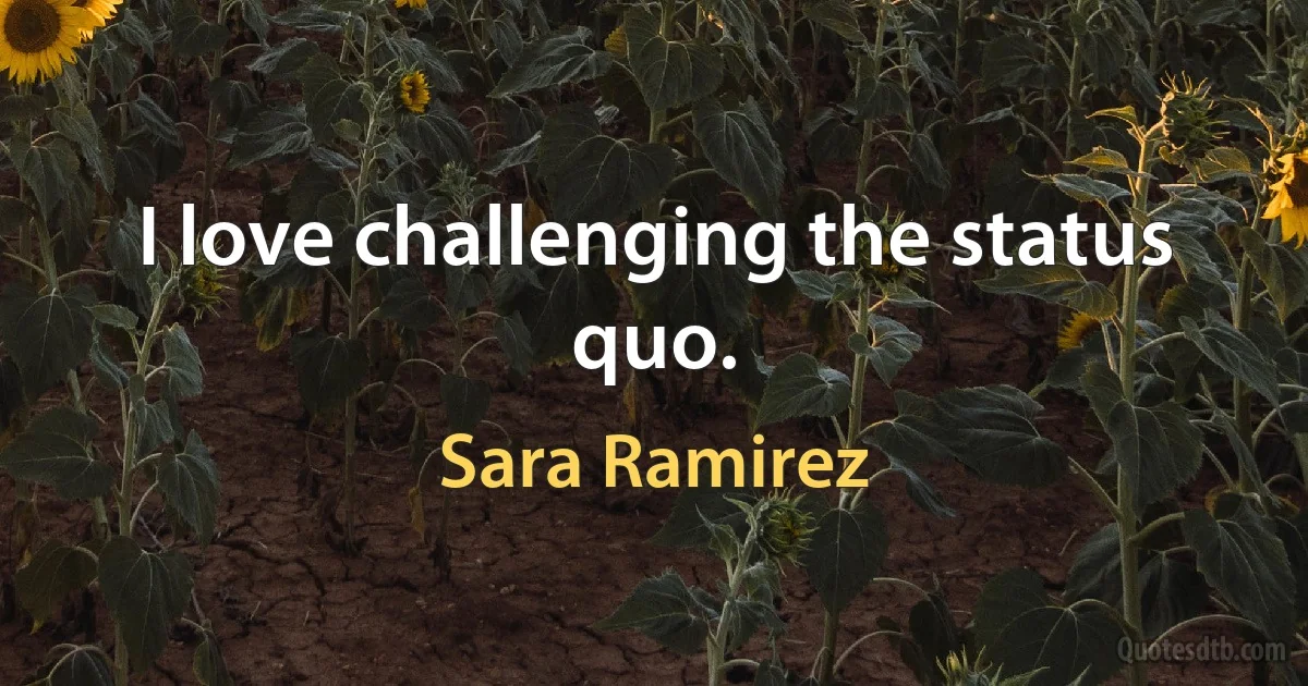 I love challenging the status quo. (Sara Ramirez)