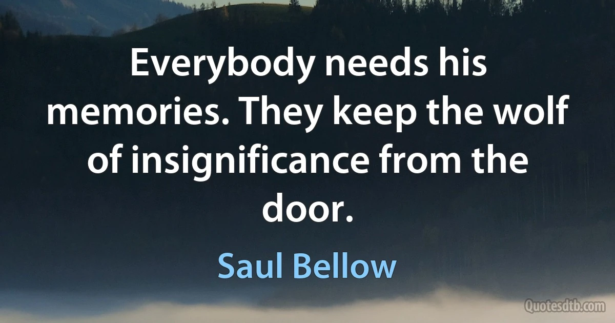 Everybody needs his memories. They keep the wolf of insignificance from the door. (Saul Bellow)