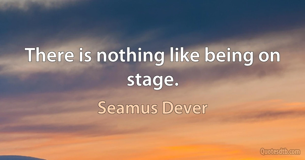 There is nothing like being on stage. (Seamus Dever)