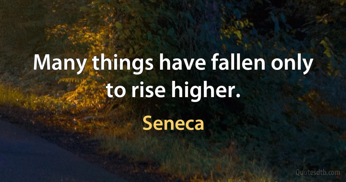 Many things have fallen only to rise higher. (Seneca)