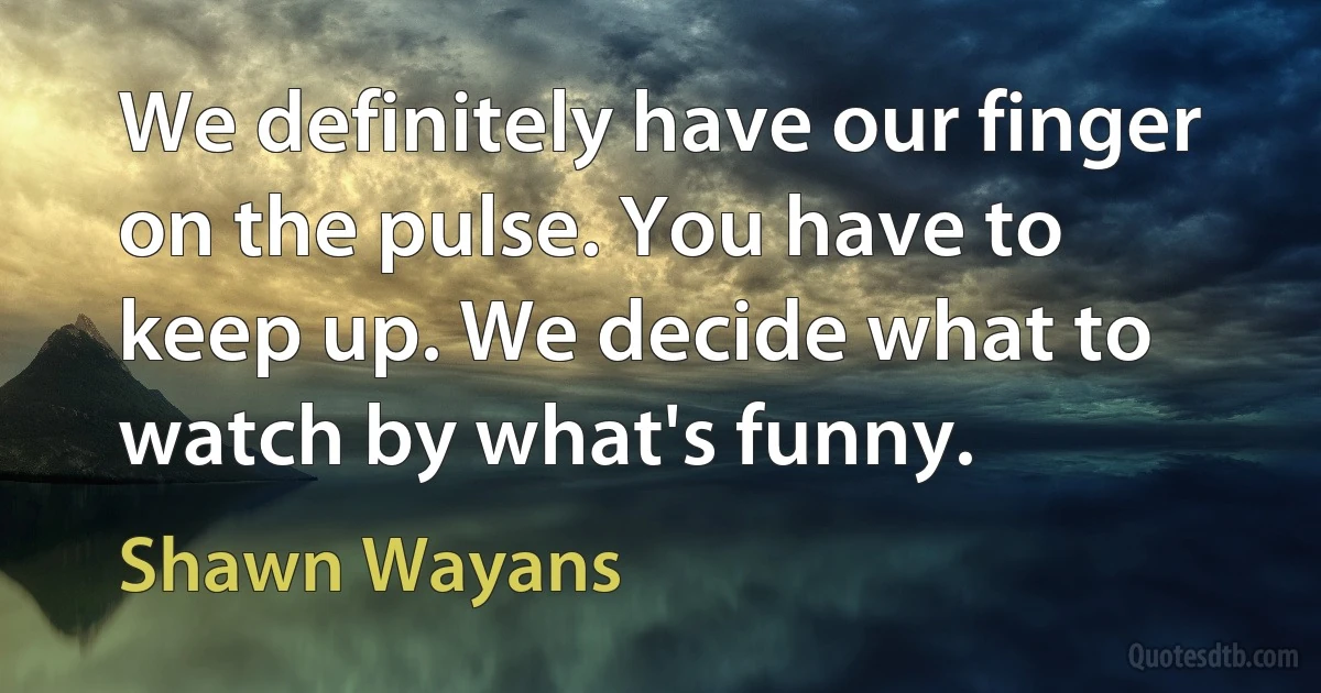 We definitely have our finger on the pulse. You have to keep up. We decide what to watch by what's funny. (Shawn Wayans)