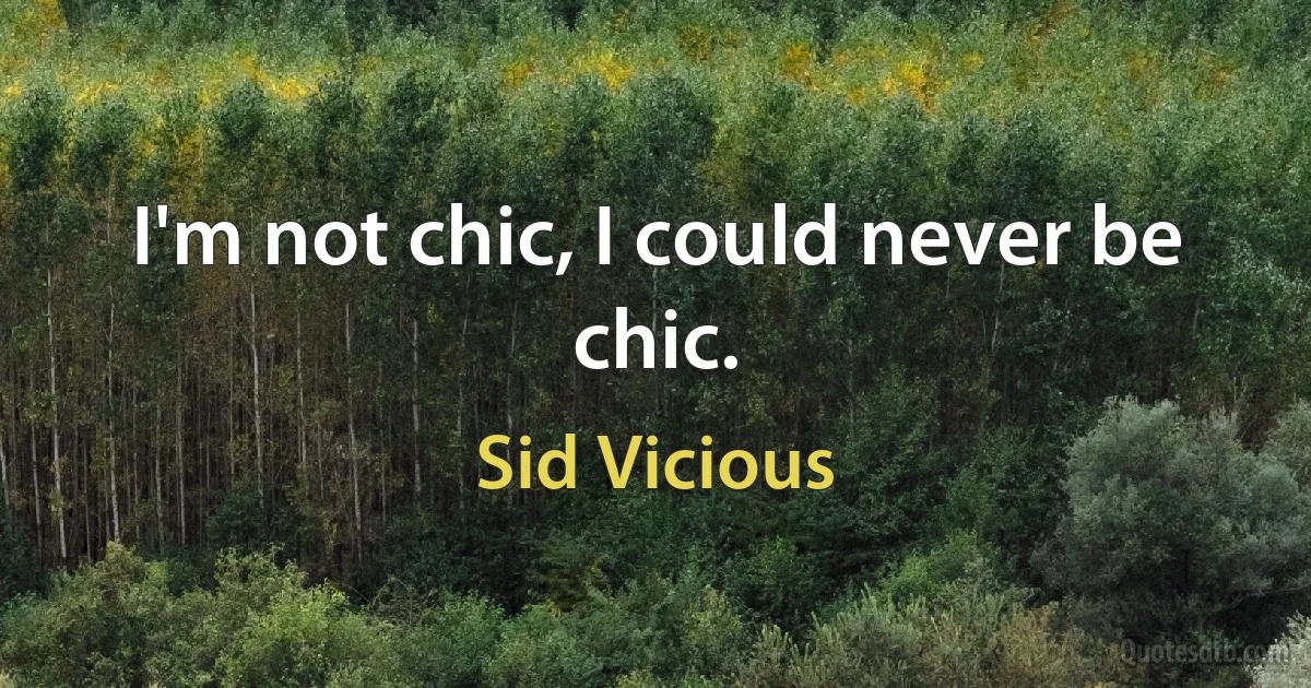 I'm not chic, I could never be chic. (Sid Vicious)