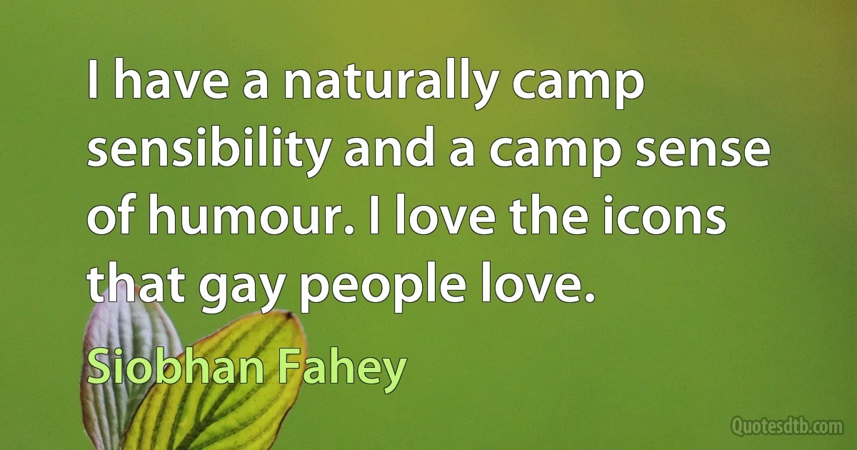 I have a naturally camp sensibility and a camp sense of humour. I love the icons that gay people love. (Siobhan Fahey)