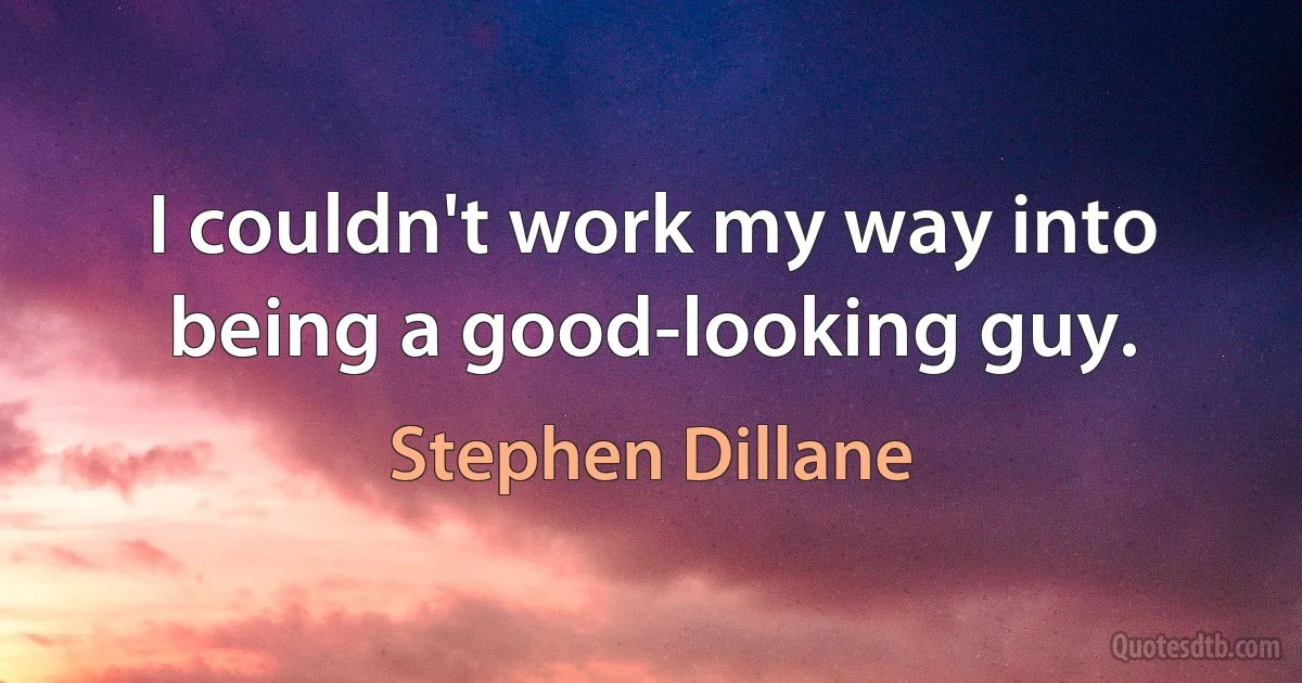 I couldn't work my way into being a good-looking guy. (Stephen Dillane)