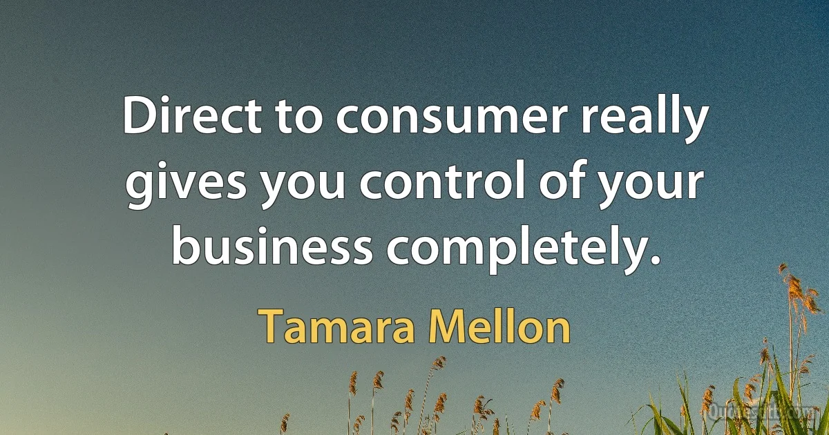 Direct to consumer really gives you control of your business completely. (Tamara Mellon)