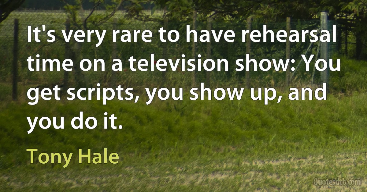 It's very rare to have rehearsal time on a television show: You get scripts, you show up, and you do it. (Tony Hale)