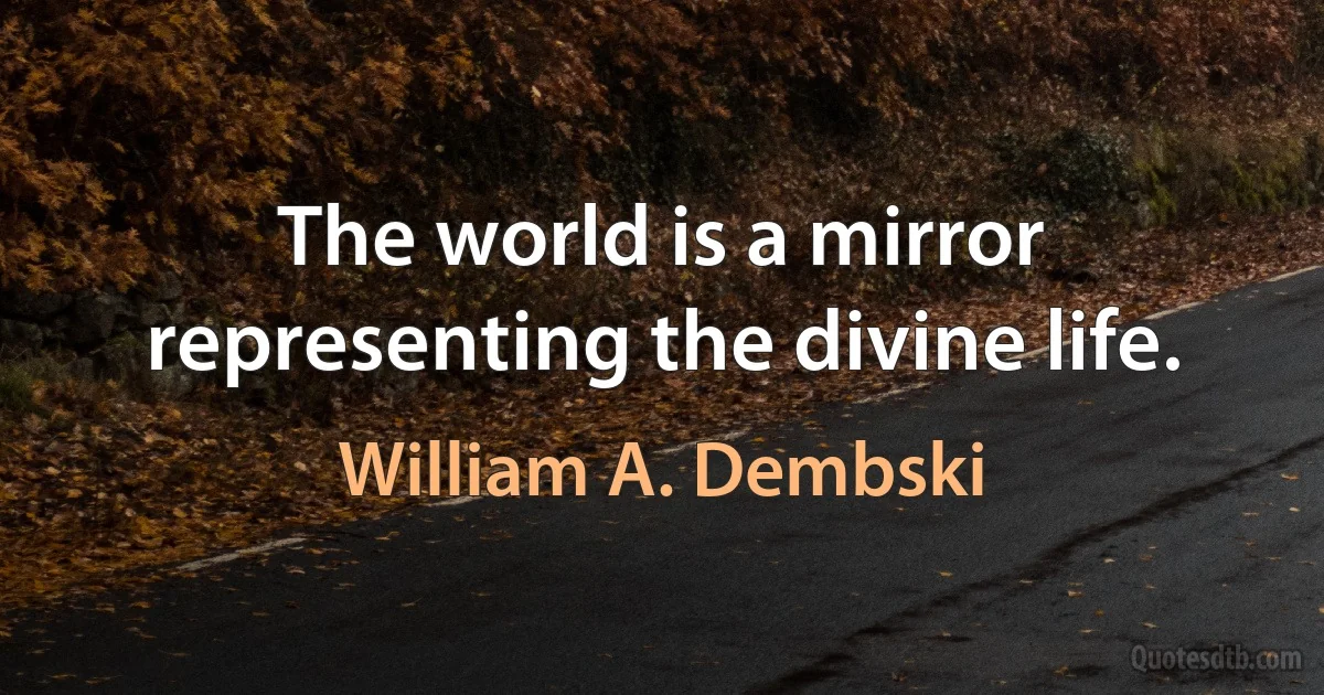 The world is a mirror representing the divine life. (William A. Dembski)