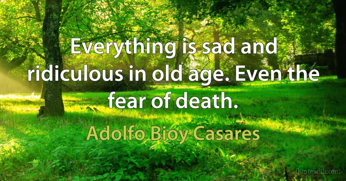 Everything is sad and ridiculous in old age. Even the fear of death. (Adolfo Bioy Casares)