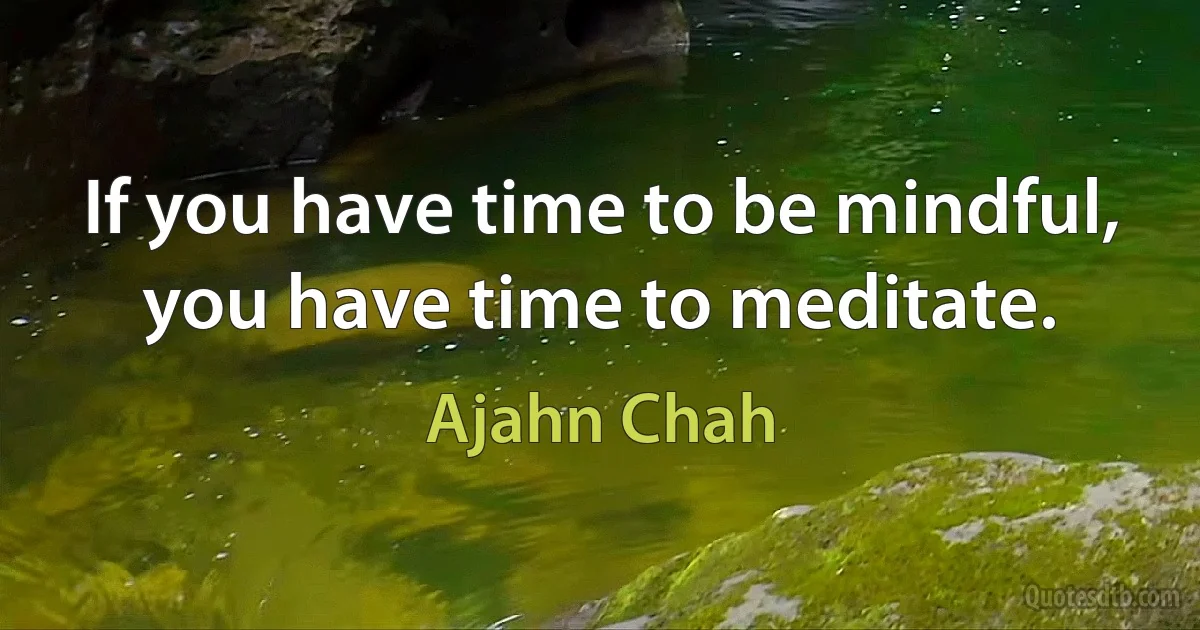 If you have time to be mindful, you have time to meditate. (Ajahn Chah)