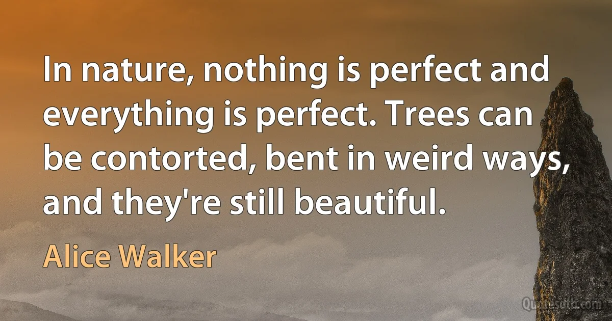 In nature, nothing is perfect and everything is perfect. Trees can be contorted, bent in weird ways, and they're still beautiful. (Alice Walker)