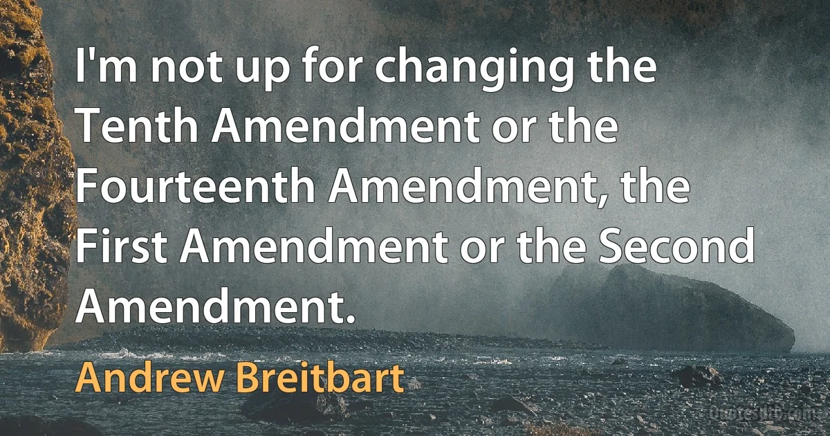 I'm not up for changing the Tenth Amendment or the Fourteenth Amendment, the First Amendment or the Second Amendment. (Andrew Breitbart)