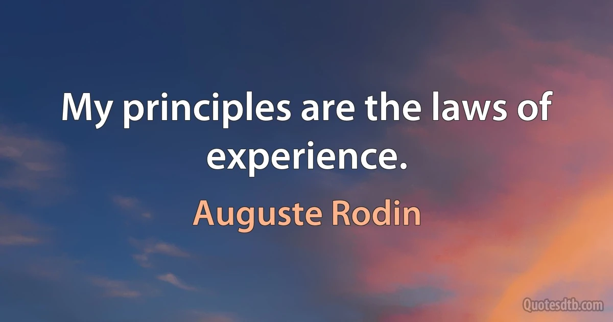 My principles are the laws of experience. (Auguste Rodin)