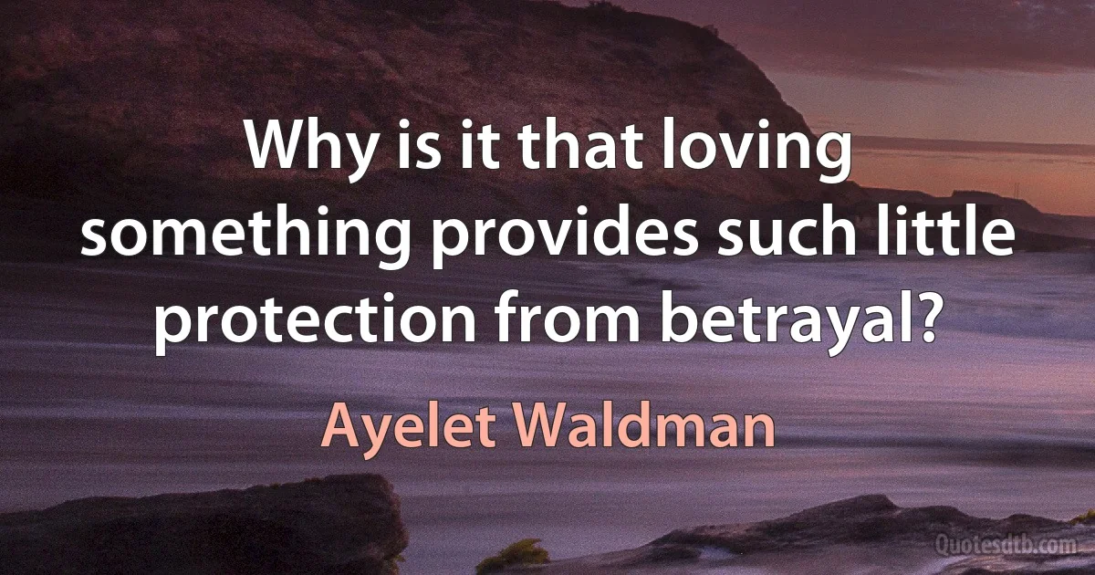 Why is it that loving something provides such little protection from betrayal? (Ayelet Waldman)